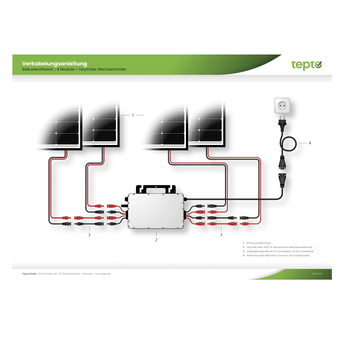 1680Wp Balkonkraftwerk Set - 4x JA Solar Fullblack Module - Hoymiles HMS-1600-4T.