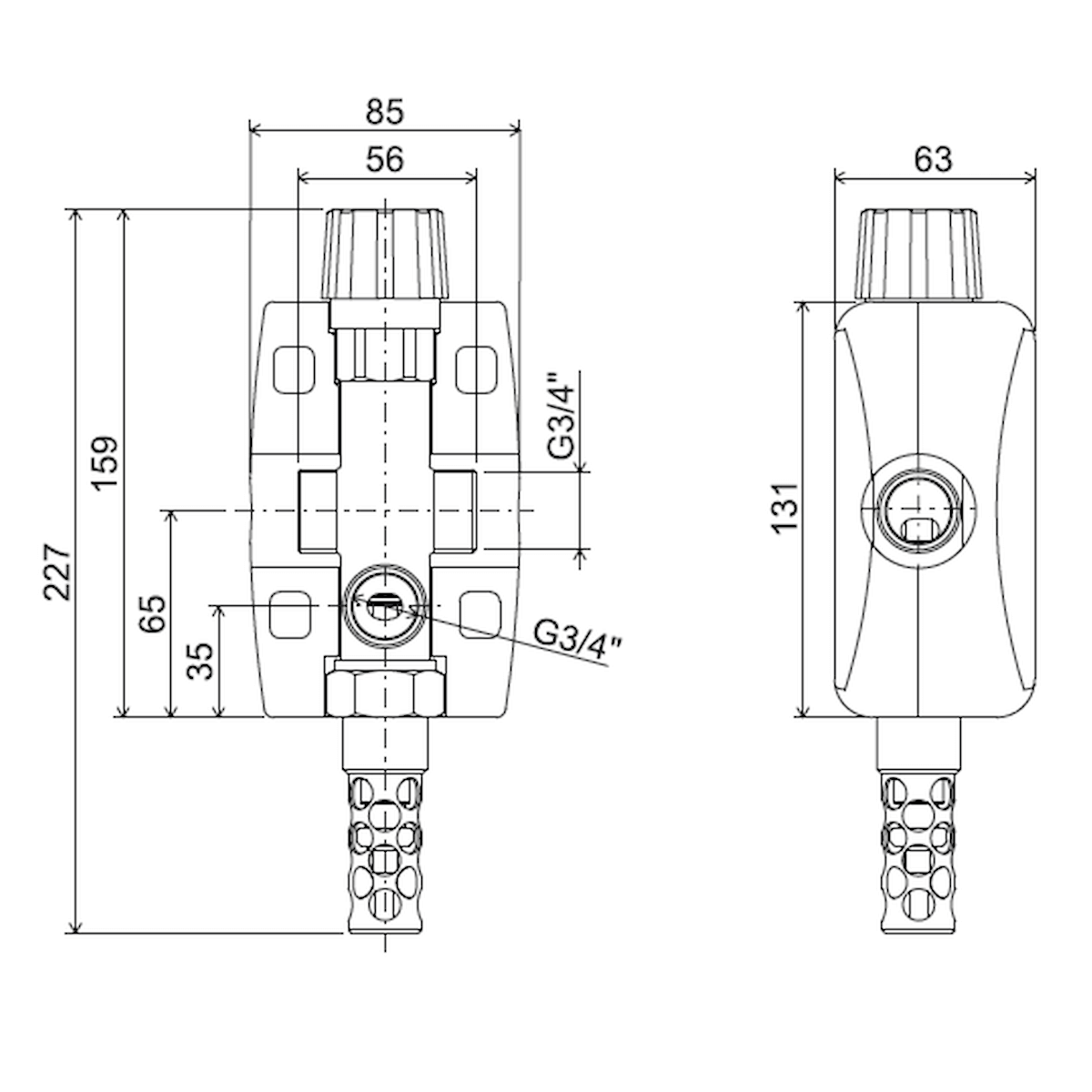 Regulus DBV2 ¾" doppelte Thermische Ablaufsicherung - 2-Wege-Ventil.
