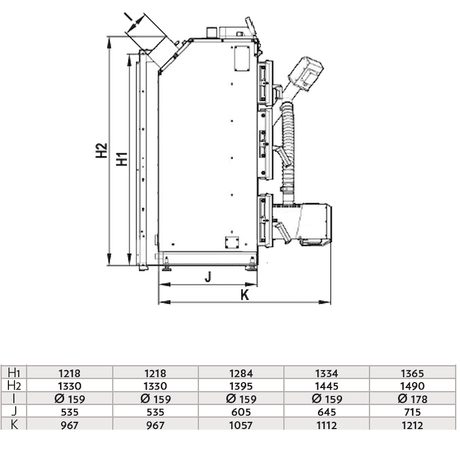 Defro Komfort Ekopell 25 kW mit Scheitholzfunktion.