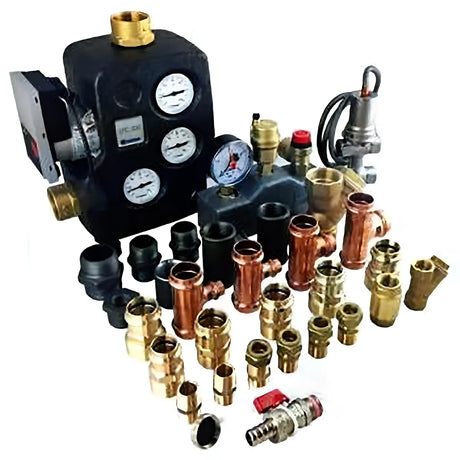 Heizkessel Basis-Paket 25 kW mit Euro Rückschlagventil und Profipress Kupfer T-Stück.