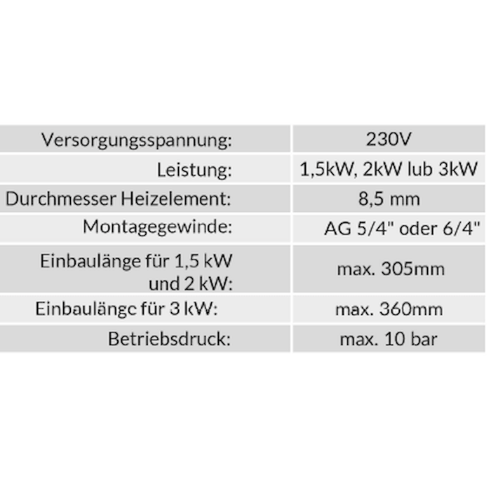 Elektroheizstab 2kW / 3kW mit App-Steuerung WLAN  Selfa Heizpatrone