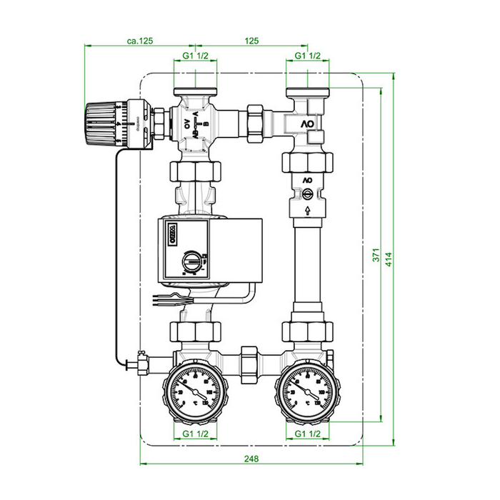 Oventrop Kessel Rücklaufanhebung RTA -180 DN 25 (1") mit Pumpe Wilo Para