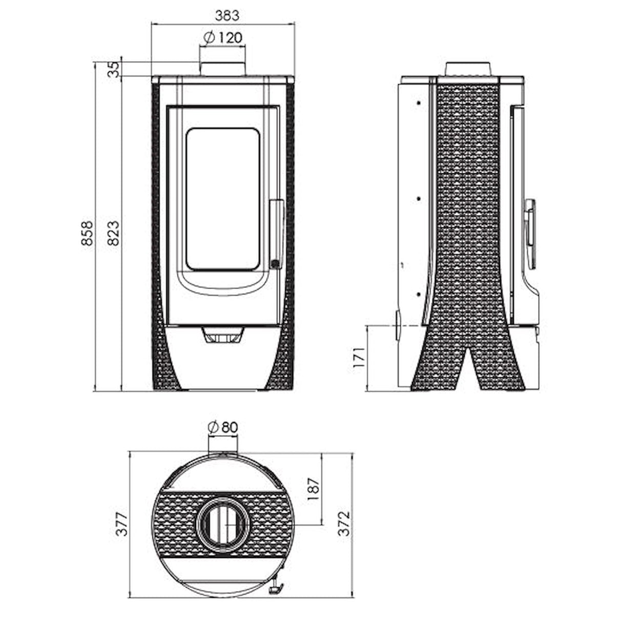 Dizajnový liatinový krb Plamen Tara – nezávislý na vzduchu v miestnosti