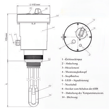 Heizpatrone einstellbare  6 kW  Elektroheizpatrone  PV geeignet.