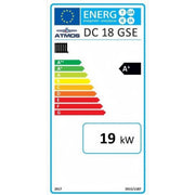 GEMA Shop Energieeffizienzlabel A+ für den ATMOS DC18GSE Holzvergaserkessel mit 19 kW Leistung