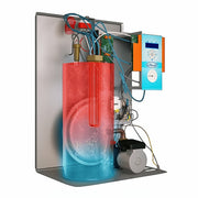 GEMA Shop ATTACK Electric Excellent 8 Elektrokessel mit offener Ansicht auf Heizstab, Pumpe und LCD-Steuerung