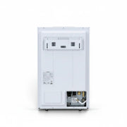 Rückseite des weißen GEMA Shop DEFRO DBE Optima 12 kW Elektrokessels mit Wandhalterung und Anschlüssen