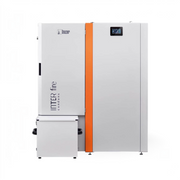 GEMA Shop HKS Lazar InterFire 11 Automatic Pelletkessel in Grau mit orangefarbenem Akzent und digitalem Display
