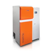GEMA Shop HKS Lazar SmartFire 81 Standard Pelletkessel mit orangefarbenen Frontblenden und digitalem Display