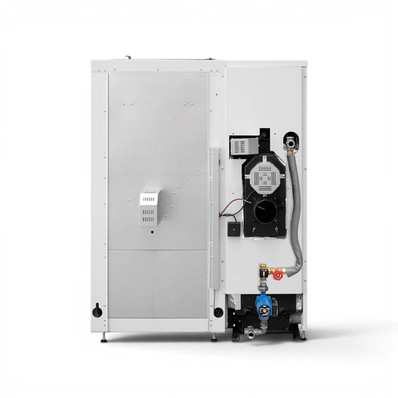 GEMA Shop HKS Lazar SmartFire SF31 Pelletkessel Rückansicht mit Anschlüssen und technischer Ausstattung