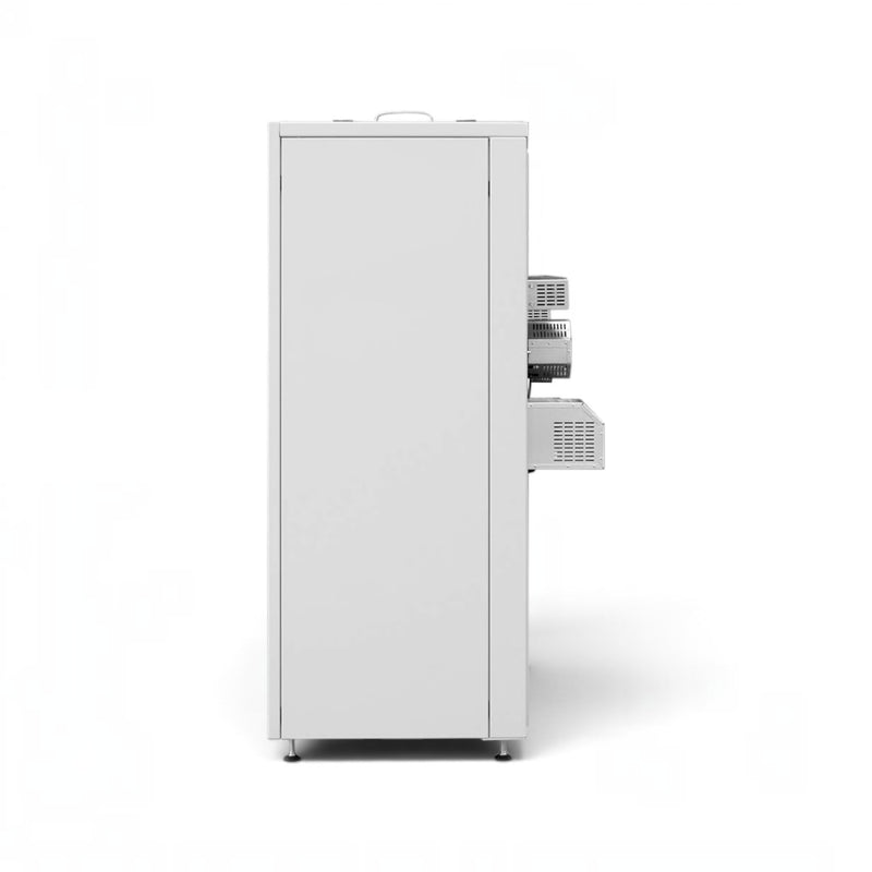 GEMA Shop HKS Lazar SmartFire SF15 Standard Pelletkessel in Grau, Seitenansicht des wassergeführten Heizkessels
