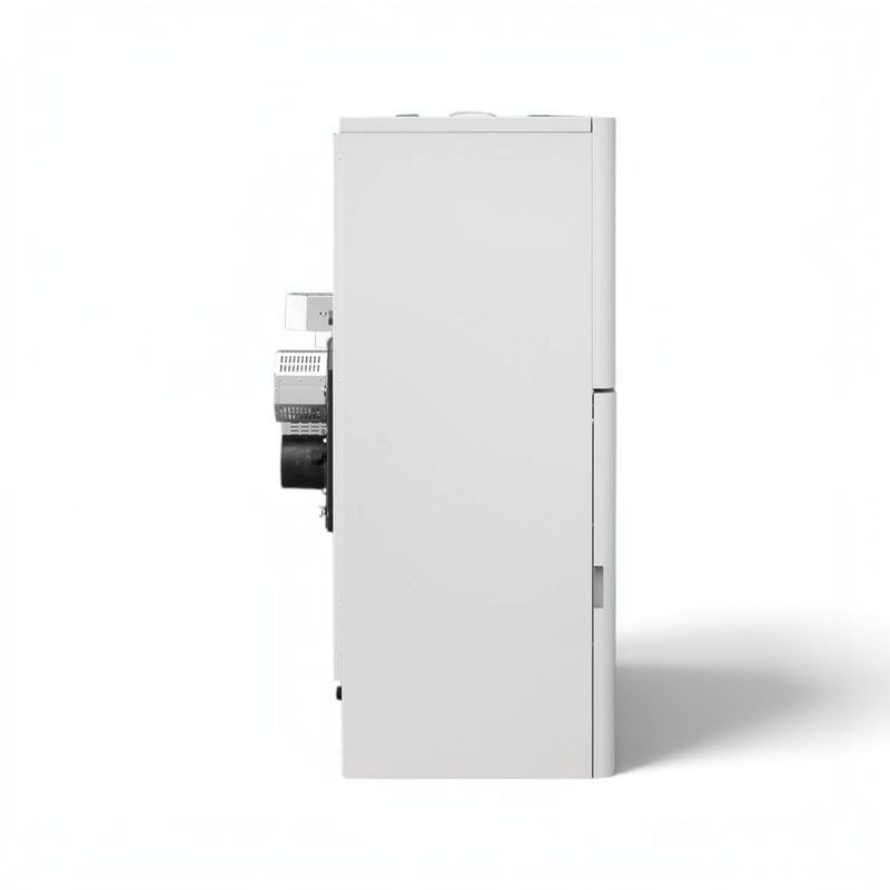 GEMA Shop HKS Lazar SmartFire SF41 Automatic Pelletkessel in weisser Ausführung, Seitenansicht