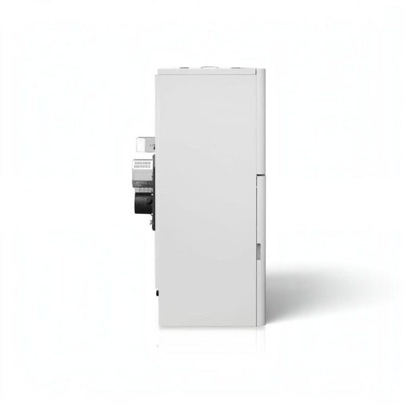 GEMA Shop HKS Lazar SmartFire SF11 Standard Pelletkessel in Seitenansicht mit weißem Gehäuse