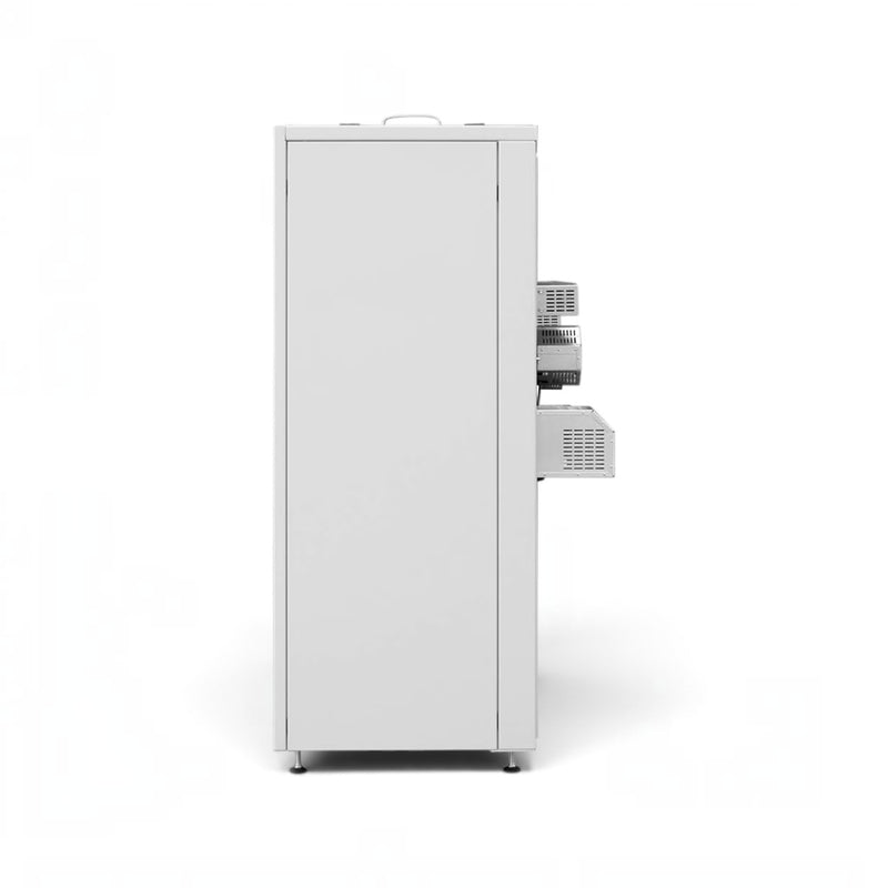 GEMA Shop HKS Lazar SmartFire EC15 Pelletkessel in weiss, Seitenansicht des vollautomatischen Heizkessels