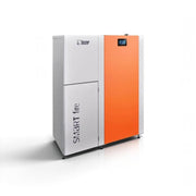 GEMA Shop HKS Lazar SmartFire SF11 Pelletkessel in Weiß und Orange mit Touch-Bedienfeld für effiziente Heizsysteme