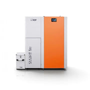 GEMA Shop HKS Lazar SmartFire EC15 Pelletkessel mit 15 kW in Weiß und Orange mit Touch-Display