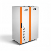 GEMA Shop HKS Lazar SmartFire Compact 15 Pelletkessel in Weiß und Orange mit digitalem Display