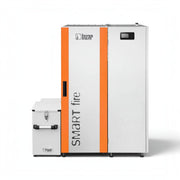 GEMA Shop HKS Lazar SmartFire Compact 11 Pelletkessel in Grau und Orange mit automatischer Ascheaustragung