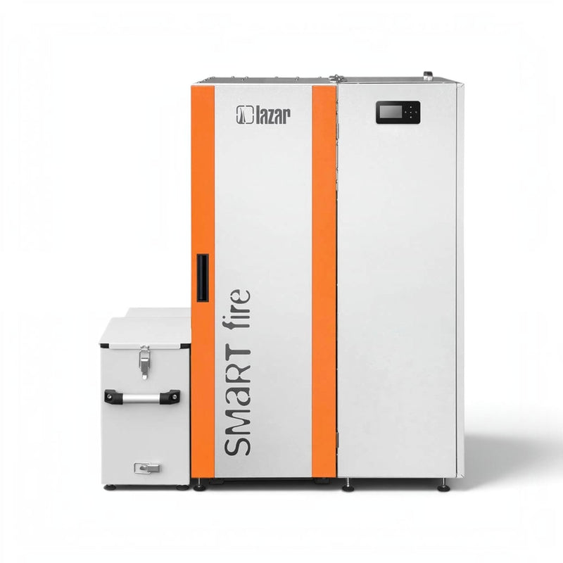 GEMA Shop HKS Lazar SmartFire Compact 11 Pelletkessel in Grau und Orange mit automatischer Ascheaustragung