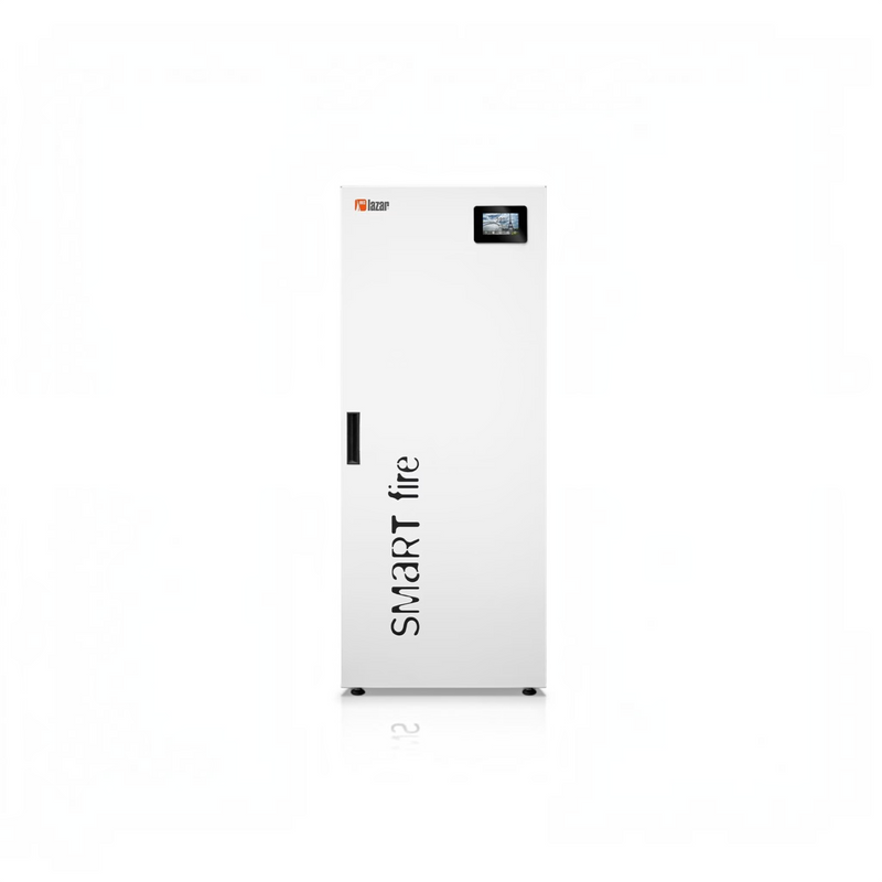 GEMA Shop HKS Lazar SmartFire 11 kW Pelletkessel in Weiß mit digitalem Display und automatischer Steuerung