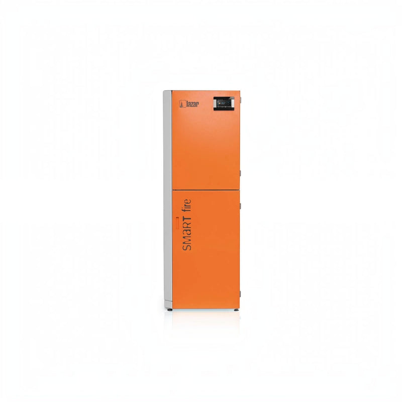 GEMA Shop HKS Lazar SmartFire 11/130 Pelletkessel in Orange mit digitalem Display und 11 kW Leistung