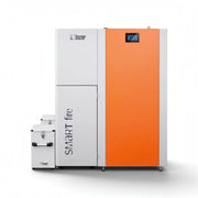 GEMA Shop HKS Lazar SmartFire SF11 Pelletkessel in Weiß und Orange mit digitalem Display für Zentralheizungen