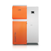 GEMA Shop HKS Lazar SmartFire 81 Automatic Pelletkessel in Orange und Weiß mit digitalem Display