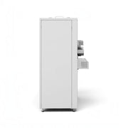 GEMA Shop HKS Lazar SmartFire SF31 Pelletkessel in weiss, Seitenansicht des 31 kW Heizkessels für Zentralheizungen