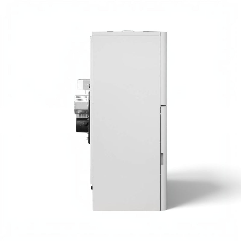 GEMA Shop HKS Lazar SmartFire SF41 Pelletkessel in weiss, Seitenansicht des 41 kW Heizkessels