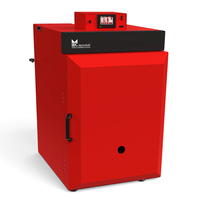 GEMA Shop Holzvergaserkessel IBC GK-7K öko 25 in Rot mit Touch-Display und robuster Gussgliederbauweise