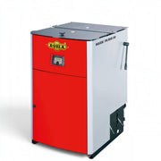 GEMA Shop Holzvergaserkessel ROJEK PK BIO 30 mit 30 kW Leistung, roter Front und elektronischer Regelung