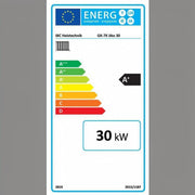 GEMA Shop Energieeffizienzlabel A+ für den IBC GK-7K öko 30 Holzvergaserkessel mit 30 kW Leistung