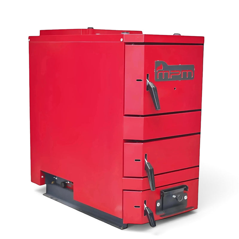 GEMA Shop MPM Wood Plus 14 Holzvergaserkessel in Rot mit 14 kW Leistung für effiziente Scheitholzverbrennung