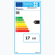 GEMA Shop EU-Energieeffizienzlabel für den MPM Wood Pro 17 Holzvergaserkessel mit Energieeffizienzklasse A+ und 17 kW.