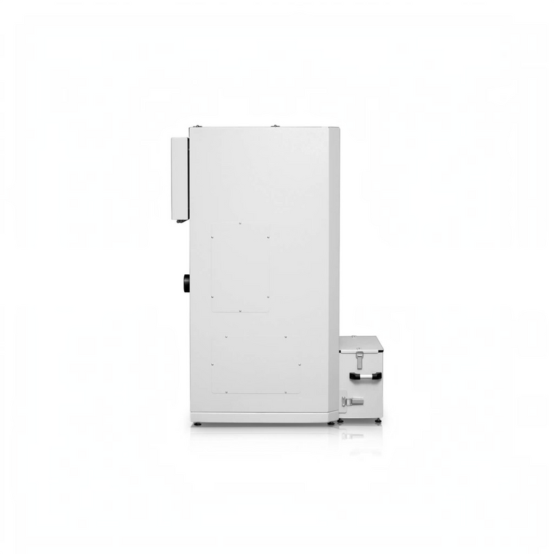 GEMA Shop Pelletkessel HKS Lazar SmartFire 11/130 Automatic in weiss, Seitenansicht mit Aschebehälter