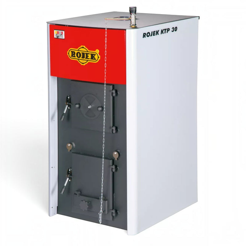 GEMA Shop Rojek KTP 30 Naturzugkessel mit 30 kW Leistung für Scheitholz in robuster Stahlbauweise