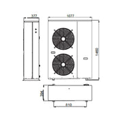 GEMA Shop TITAN-THERM TERMA Luft/Wasser-Wärmepumpe technische Zeichnung mit Maßen für die Montageplanung