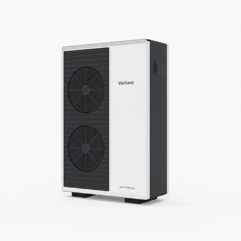GEMA Shop Vaillant aroTHERM plus VWL 105/6 A S2 Luft-Wasser-Wärmepumpe in modernem weiß-schwarzem Design