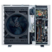 GEMA Shop Vaillant aroTHERM plus Luft-Wasser-Wärmepumpe mit geöffnetem Gehäuse und Blick auf Ventilator und Technik
