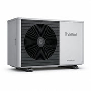 GEMA Shop Vaillant aroTHERM plus Luft-Wasser-Wärmepumpe in Grau mit schwarzem Lüftergitter für effizientes Heizen