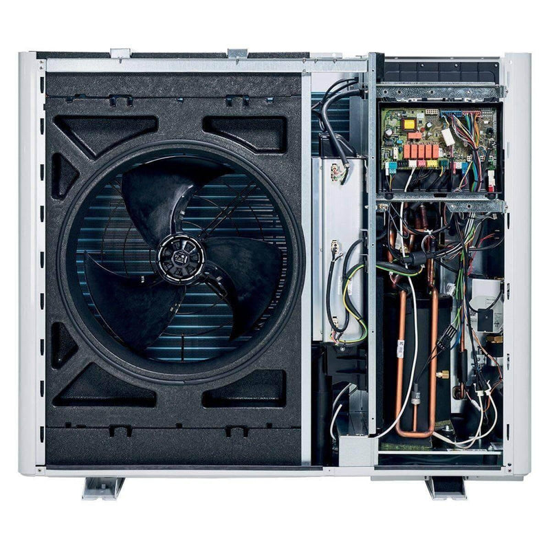 GEMA Shop Vaillant aroTHERM plus VWL 75/6 A S2 Luft/Wasser-Wärmepumpe mit geöffnetem Gehäuse und technischem Innenleben