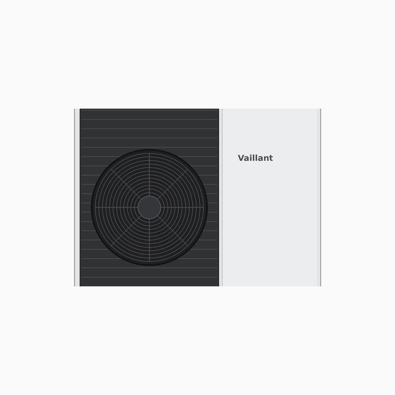 Vaillant aroTHERM plus VWL 75/6 A S2 Luft/Wasser-Wärmepumpe im GEMA Shop Design mit markantem Lüftergitter