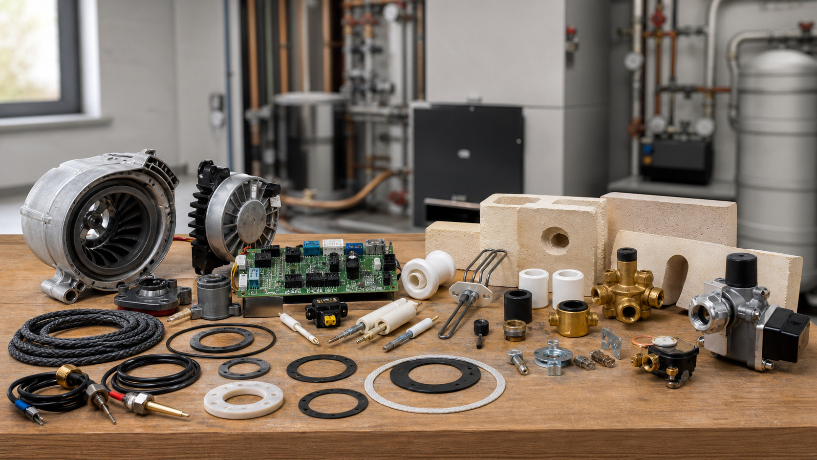MPM Ersatzteile für Heizkessel und Feuerungstechnik in sauberer technischer Werkstattumgebung