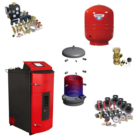 Komplettpaket Attack SLX Lambda Touch 35 kW plus Pufferspeicher mit Wärmetauscher - GEMA Shop