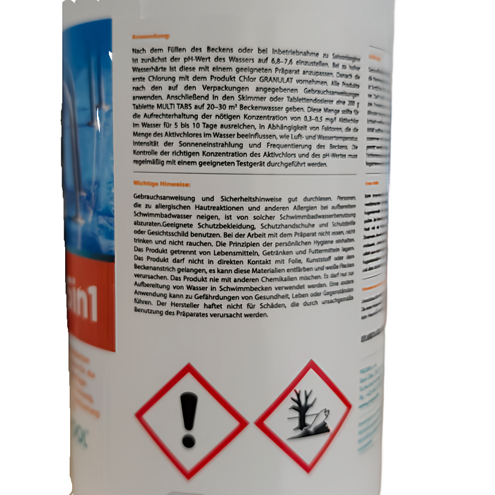 Multi Tabs 5 in 1 für klare 🏊‍♂️ Wasserpflege. Desinfiziert, flockt und erhellt das Poolwasser 💧💦.