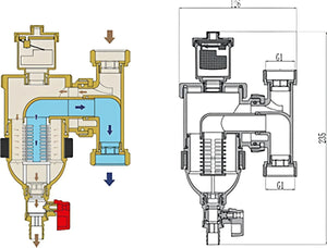 Schlammabscheider  DN 25, 1'' IG  Heizung Magnetitabscheider.