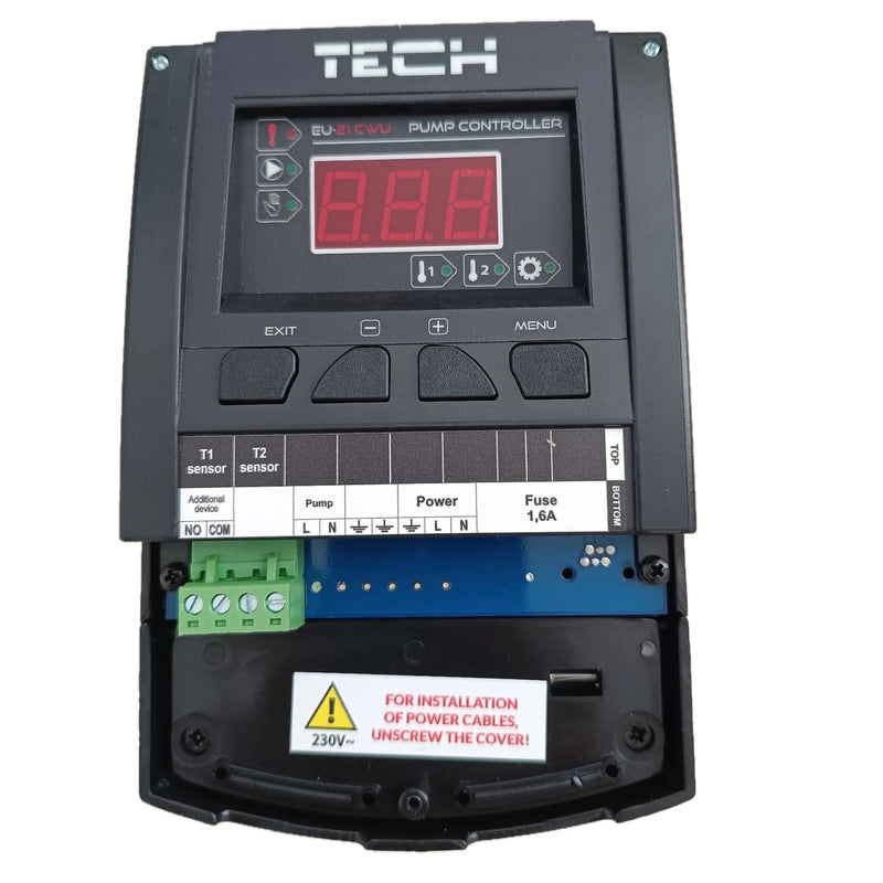 TECH EU-21 CWU Pumpstyrning Cirkulationspump Panna Varmvattenberedare med digital display och anslutningar
