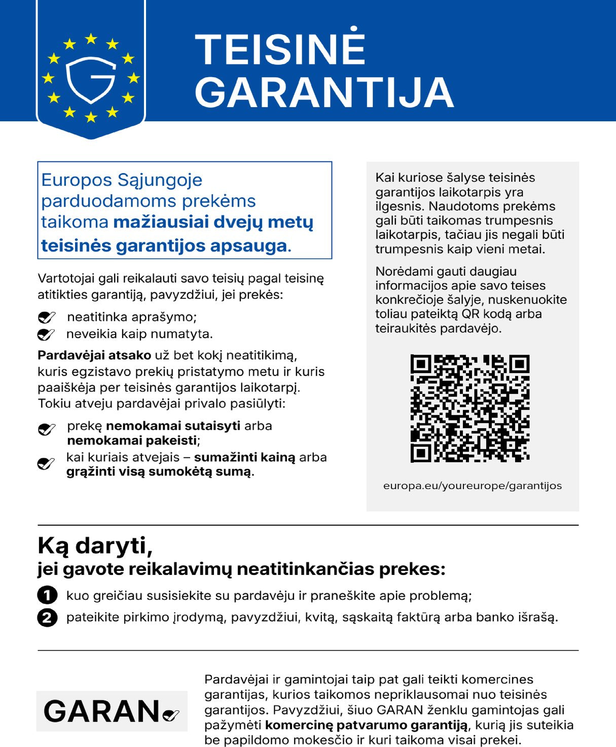 Suderintas ES pranešimas apie teisinę atitikties garantiją